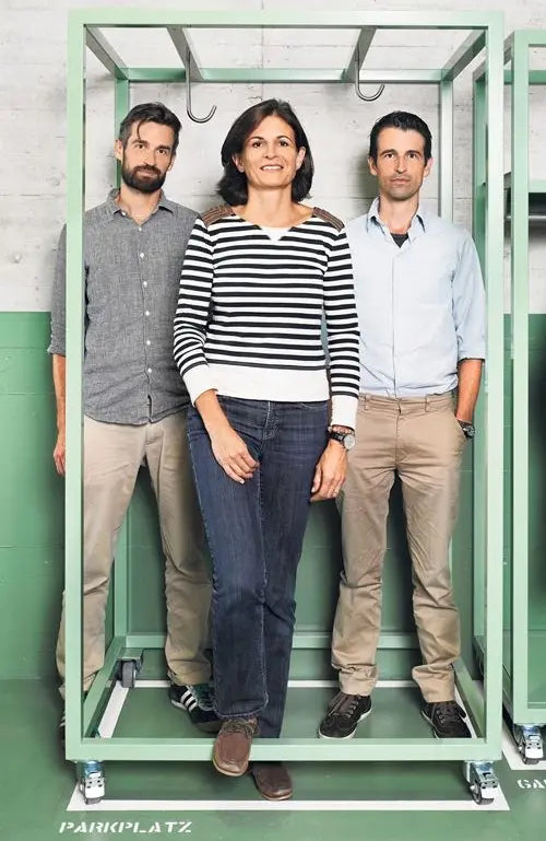 Monika Walser mit den beiden FREITAG-Gründern